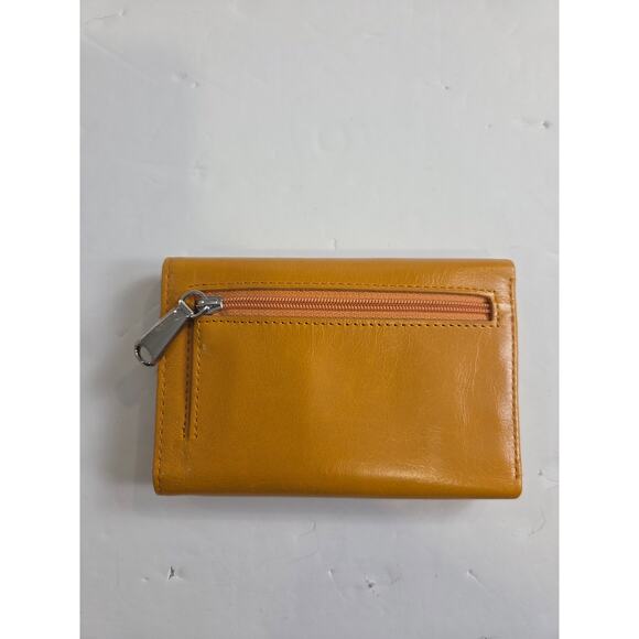 HOBO International Trifold Wallet Patina Leather WARM AMBER/yellow - Picture 2 of 7